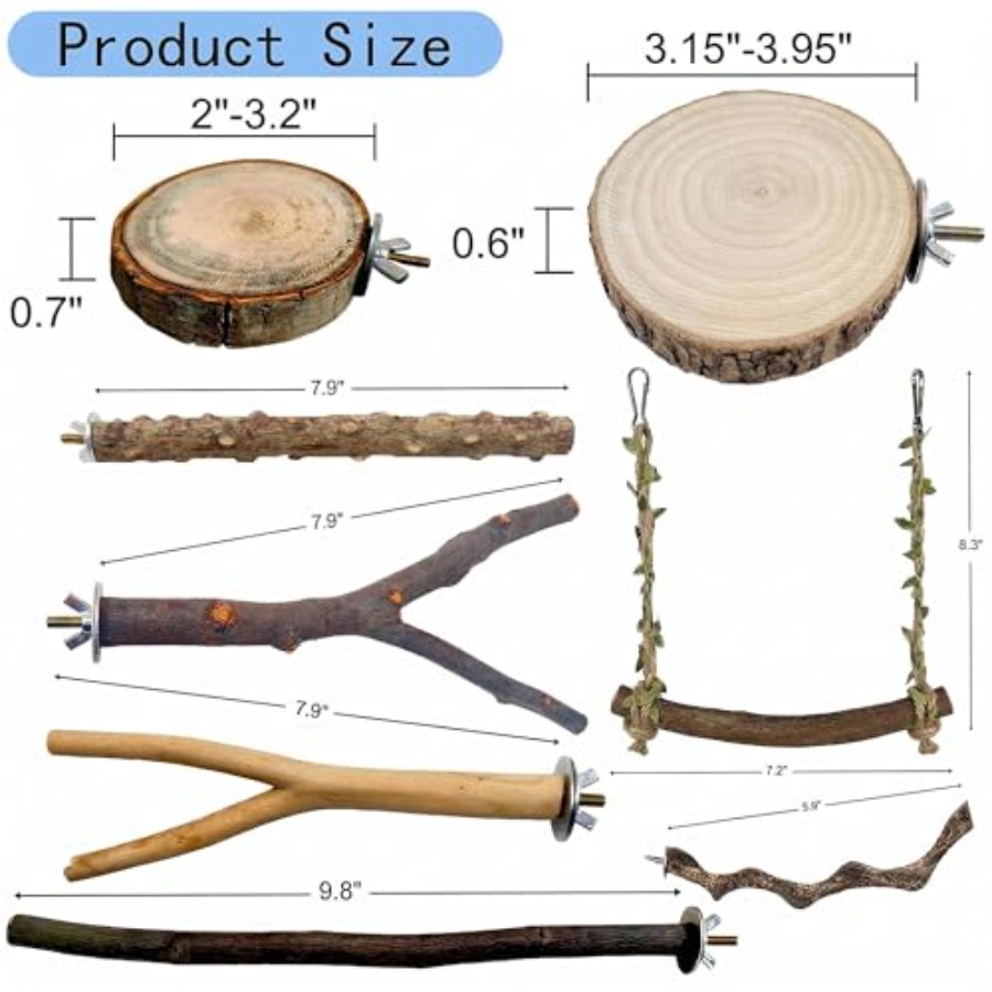 8PCS natural wood bird perches - огляд і ціна Health & Wellness Vector